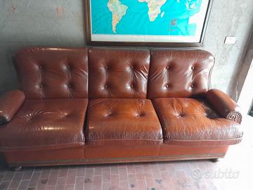 Salotto in Pelle + Tavolini in Cristallo