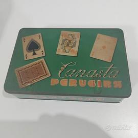 SCATOLA PERUGINA CANASTA VINTAGE RARA LATTA PUBBLI