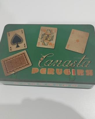 SCATOLA PERUGINA CANASTA VINTAGE RARA LATTA PUBBLI