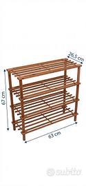 Scaffale a 4 ripiani in legno naturale 