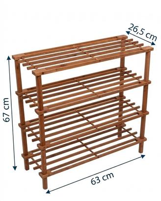 Scaffale a 4 ripiani in legno naturale 