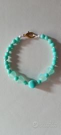 Braccialetto con perline color acquamarina 