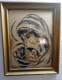 Quadro vintage “Maternità” con cornice dorata – Ma