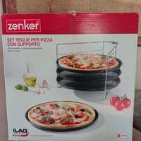 Set teglie per pizza con supporto 