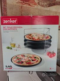 Set teglie per pizza con supporto 