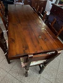 Tavolo rustico massello 220 cm + 10 sedie