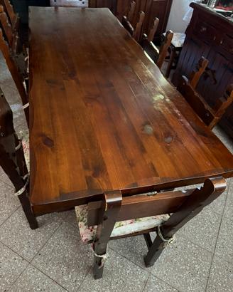 Tavolo rustico massello 220 cm + 10 sedie