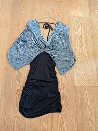 vestitino nero con maniche effetto zebrato