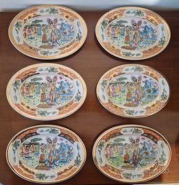 6 piattini ovali porcellana cinese sec.XX