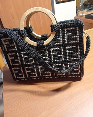 Borsa uncinetto su rete handmade