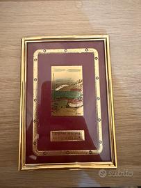 Quadretto dipinto a mano foglia d’oro 23 kt