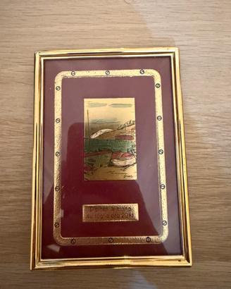 Quadretto dipinto a mano foglia d’oro 23 kt