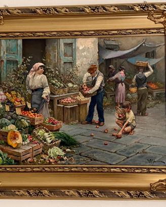 Federico Alfano – Mercato napoletano – Dipinto fir