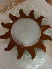 Plafoniera Lampadario da soffitto Sole di Legno
