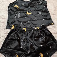 pigiama estivo nero con gatti 