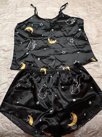 pigiama estivo nero con gatti 