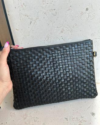 Pochette vera pelle nera