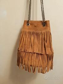 Borsa scamosciata con frange