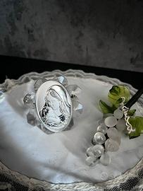 Quadretto in argento e vetro a forma di fiore