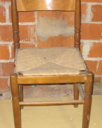 Sedia In Legno Con sedile In Paglia