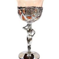 set6 bicchieri vintage art dėco stelo cromato nudo