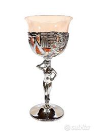 set6 bicchieri vintage art dėco stelo cromato nudo