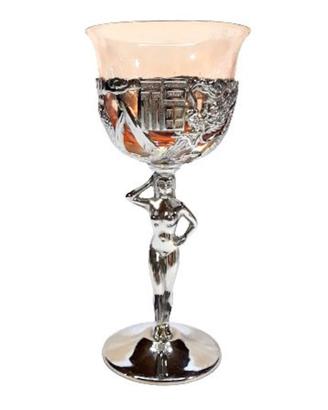 set6 bicchieri vintage art dėco stelo cromato nudo