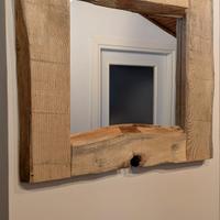 Specchio rustico artigianale in legno grezzo