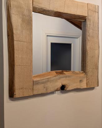 Specchio rustico artigianale in legno grezzo