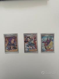 3 carte pokemon allenatori full art mint