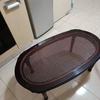 tavolino basso ovale da caffè rattan