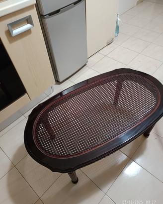 tavolino basso ovale da caffè rattan