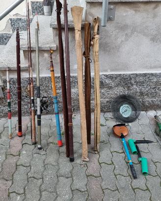 lotto canne da pesca vintage