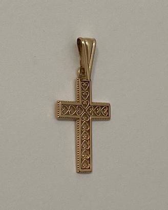 Croce ciondolo pendente oro rosa 585 14K