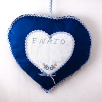 fiocco nascita cuore, fatto a mano , ricamo nome
