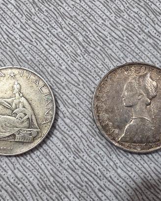 coppia monete 500 lire argento  republica italiana