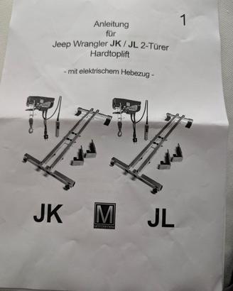 Verricello x tetto rigido jeep wrangler