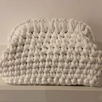 Clutch bag pochette bianca uncinetto fatta a mano