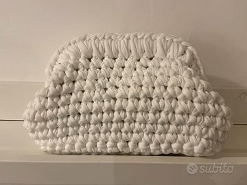 Clutch bag pochette bianca uncinetto fatta a mano