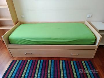 Letto singolo con secondo letto estraibile