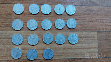18 monete da 10 lire spighe anni '50
