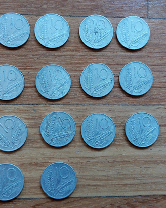 18 monete da 10 lire spighe anni '50