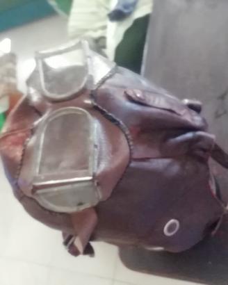 casco moto in pelle anni 30 con occhialini