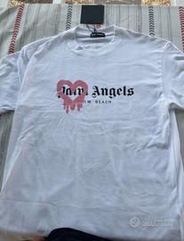 maglia palm angels con stampa di un cuore rosa