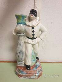 Bottiglia o portacandela in porcellana Pulcinella