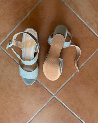 Sandali eleganti argento con glitter - N. 38