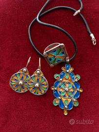 Parure gioielli etnici in argento