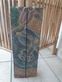 QUADRO ARTIGIANALE BUDDHA IN LEGNO INTAGLIATO A MA