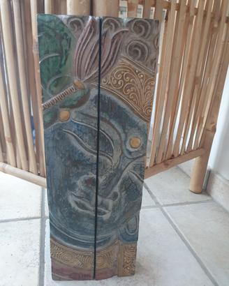 QUADRO ARTIGIANALE BUDDHA IN LEGNO INTAGLIATO A MA