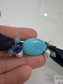 Bracciale argento e pietre